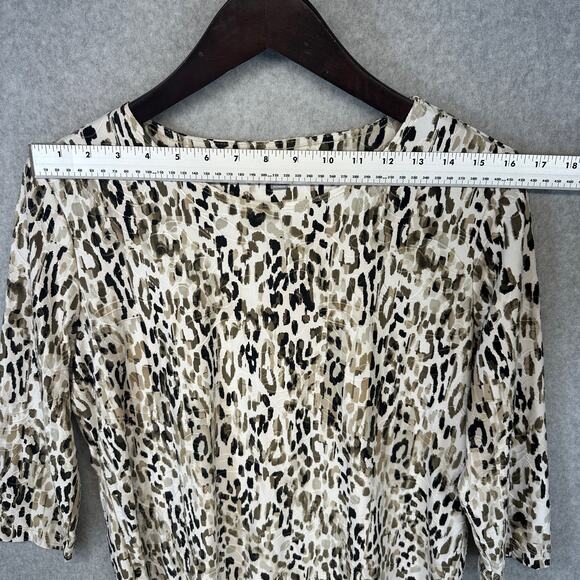 JM Collection Animal-Print Jacquard Top Womens Size PL Multicolor 3/4 Sleeve - Picture 12 of 13